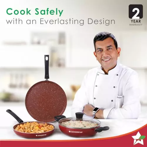 wonderchef-tivoli-dosa-tawa-fry-pan-kadhai-with-glass-lid-non-stick-virgin-aluminium-red-63154455-4-pcs-set