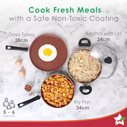 wonderchef-tivoli-dosa-tawa-fry-pan-kadhai-with-glass-lid-non-stick-virgin-aluminium-red-63154455-4-pcs-set