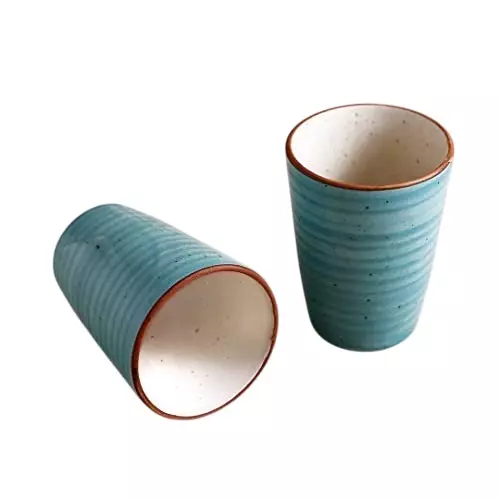Wonderchef Teramo Lassi Tumbler Stoneware Blue, 63154070 (2 Pcs Set)