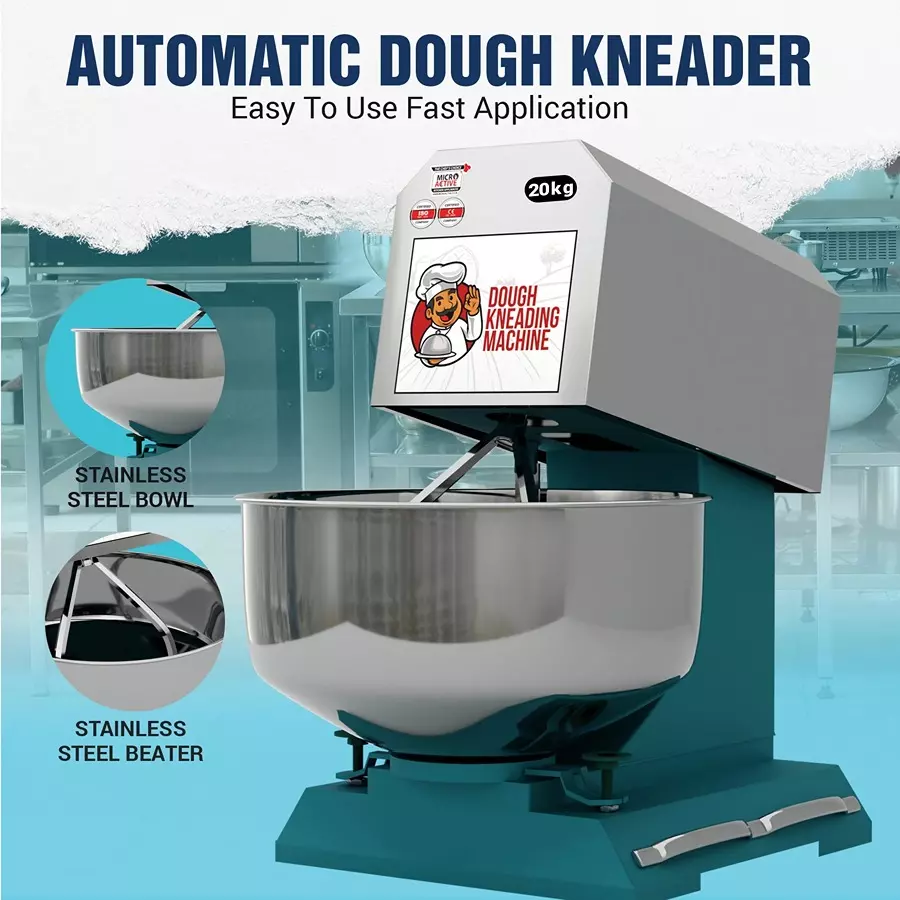 MICRO ACTIVE 1.5 Hp Stainless Steel Electric Dough Kneader Capacity 20 Kg