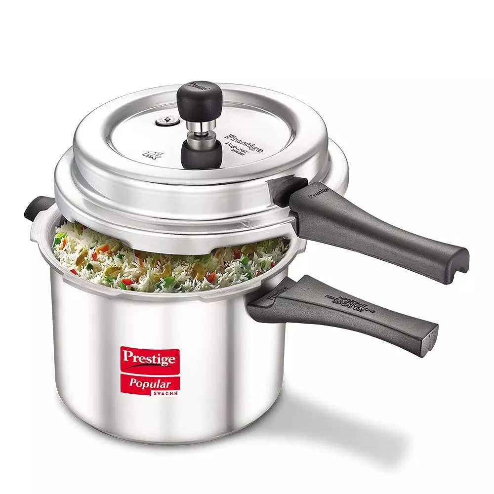 Prestige Popular Svachh Pressure Cooker 5 L Medium Aluminium Silver, 10167