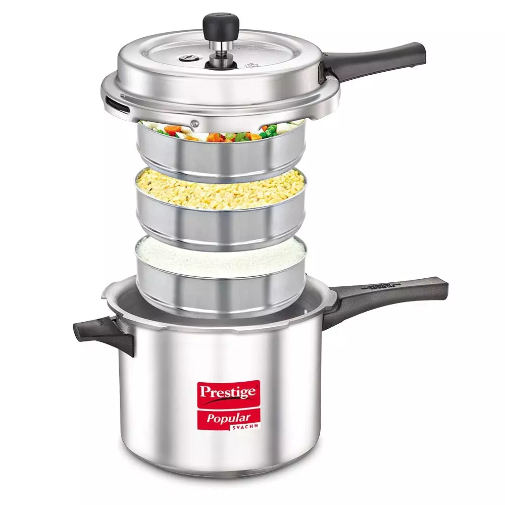 Prestige Popular Svachh Pressure Cooker 5 L Medium Aluminium Silver, 10167