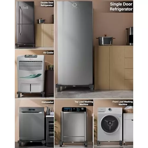 FEDUS Washing Machine Stand Without Wheels 225 Kg Load Capacity Single Double Door MS Steel Frame Black