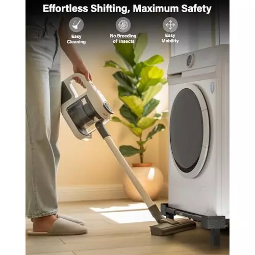 FEDUS Washing Machine Stand Without Wheels 225 Kg Load Capacity Single Double Door MS Steel Frame Black