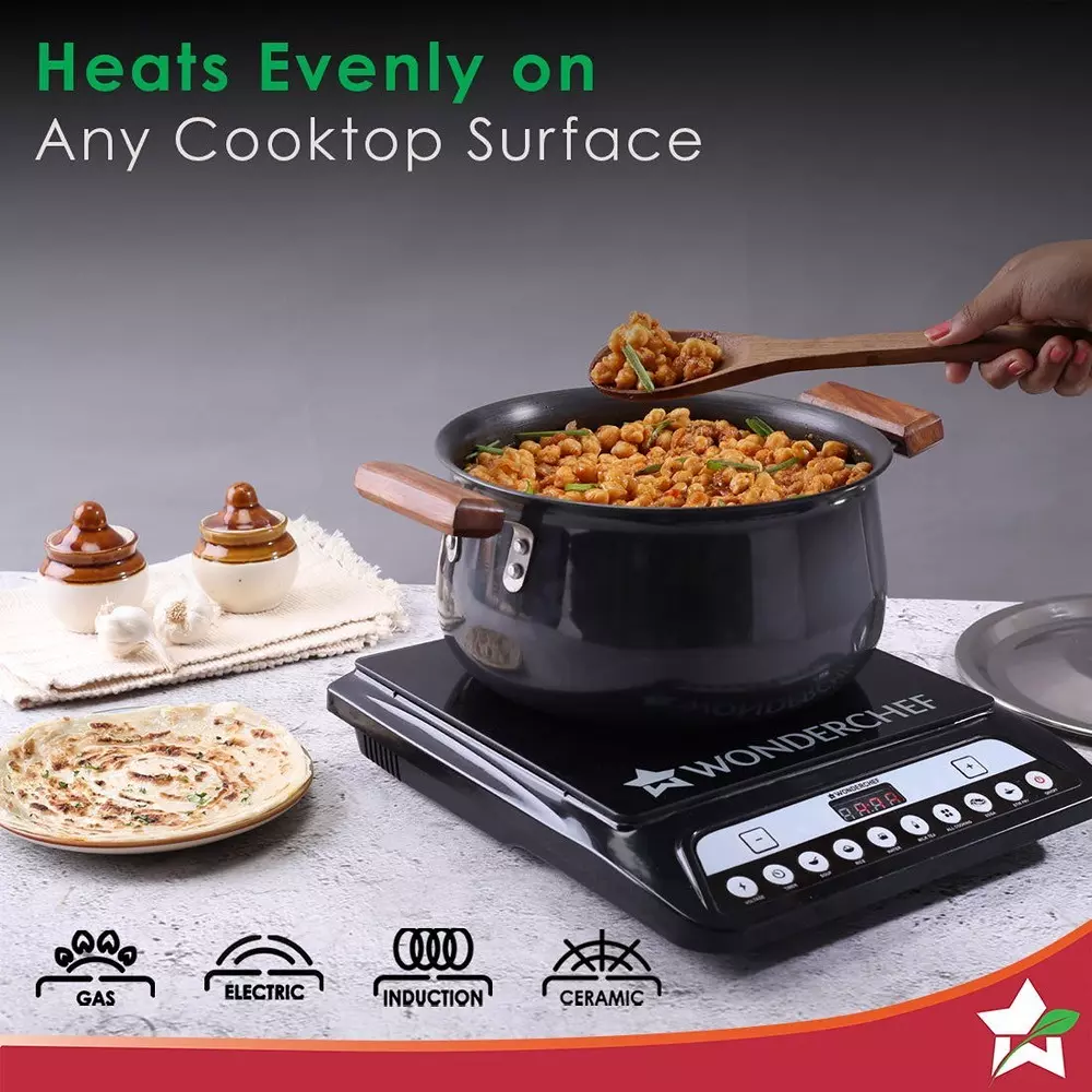 Wonderchef Ebony Handi with SS Lid 24 cm 6 L Aluminium Hard Anodized Black, 63152543