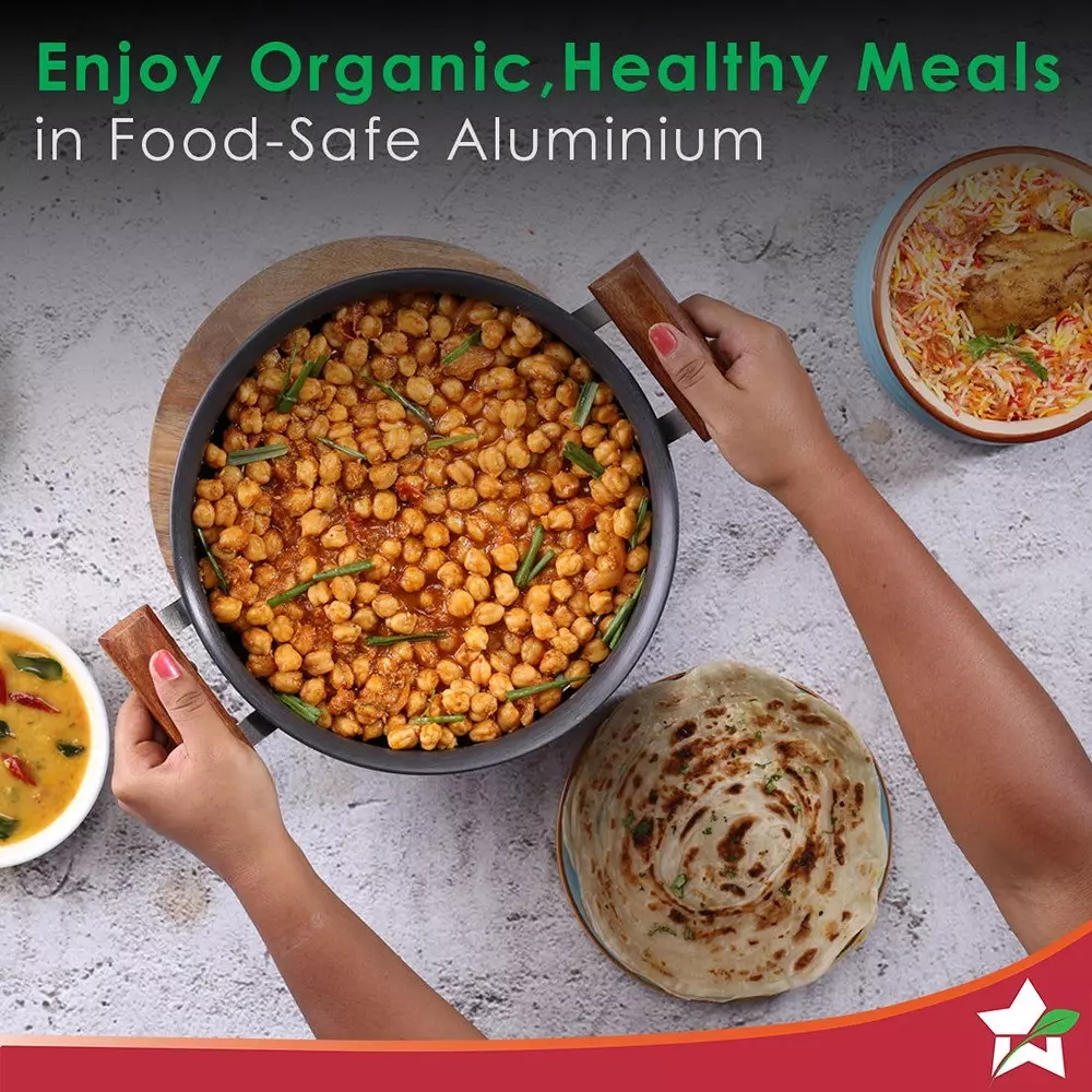 Wonderchef Ebony Handi with SS Lid 24 cm 6 L Aluminium Hard Anodized Black, 63152543