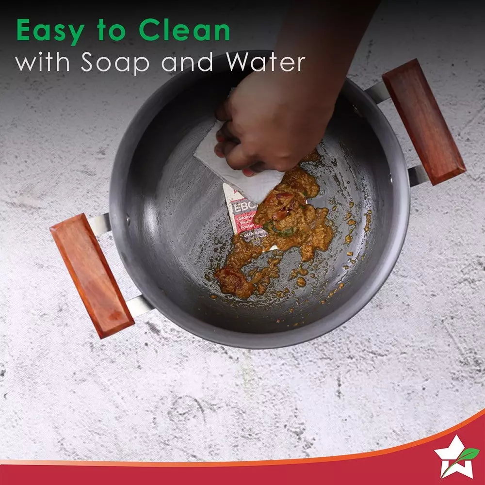 Wonderchef Ebony Handi with SS Lid 24 cm 6 L Aluminium Hard Anodized Black, 63152543