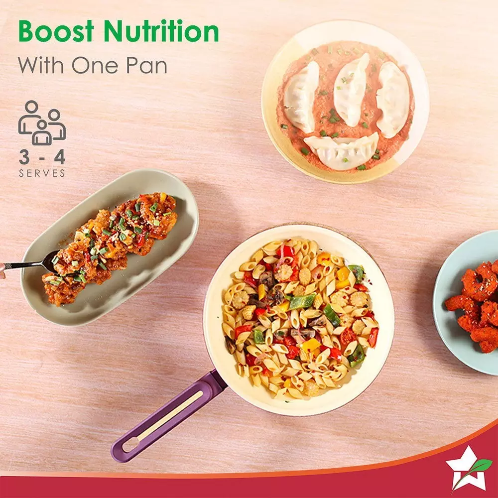 Wonderchef Bellagio Fry Pan 20 cm Pure Grade Aluminium Healthy Ceramic Coating Deep Purple, 63154876