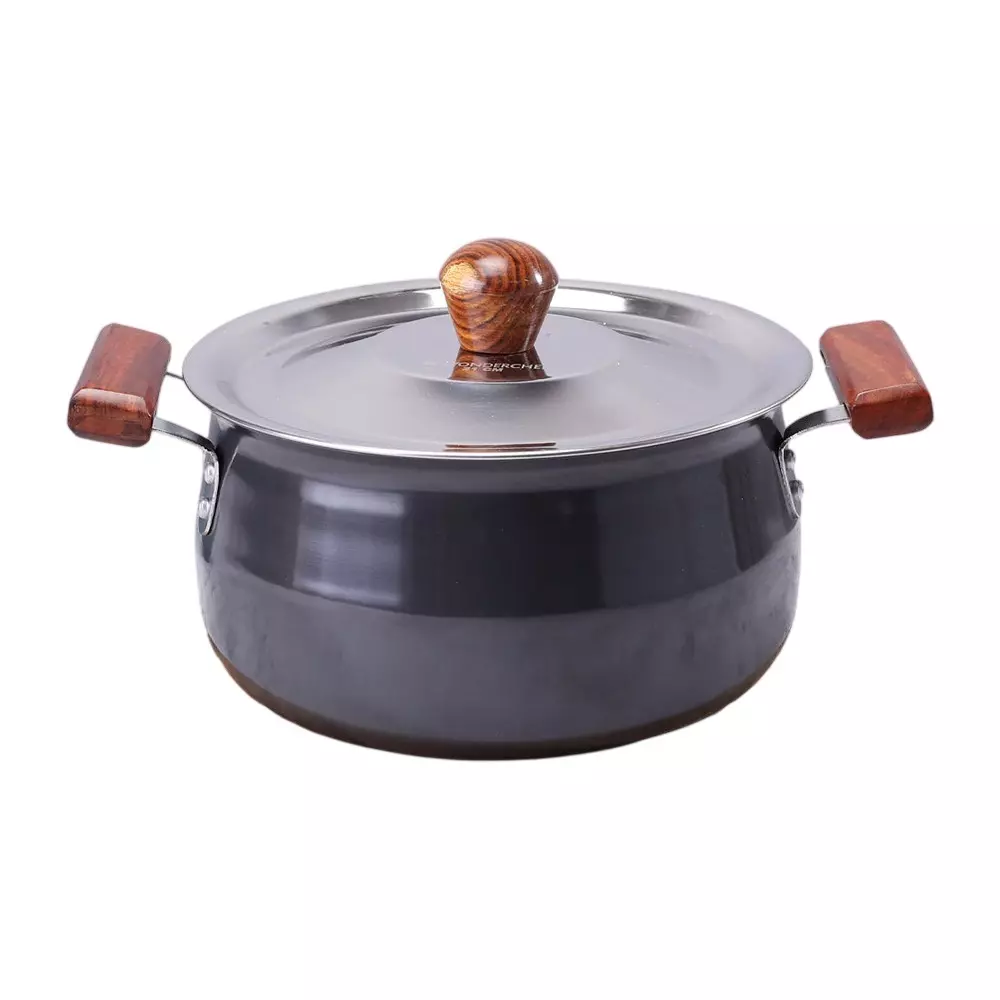 Wonderchef Ebony Handi with SS Lid 21 cm 3.5 L Aluminium Hard Anodized Black, 63152542