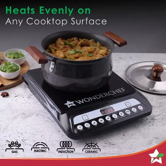 Wonderchef Ebony Handi with SS Lid 21 cm 3.5 L Aluminium Hard Anodized Black, 63152542