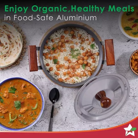 Wonderchef Ebony Handi with SS Lid 21 cm 3.5 L Aluminium Hard Anodized Black, 63152542