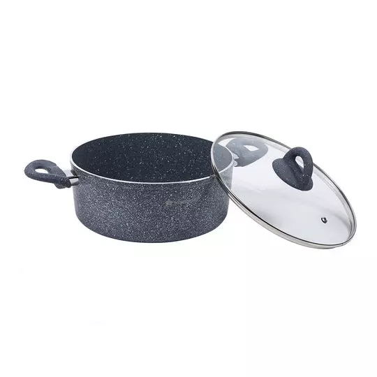 Wonderchef Granite Casserole with Glass Lid 24 cm 4 L Virgin Aluminium Non-Stick Grey, 60004500