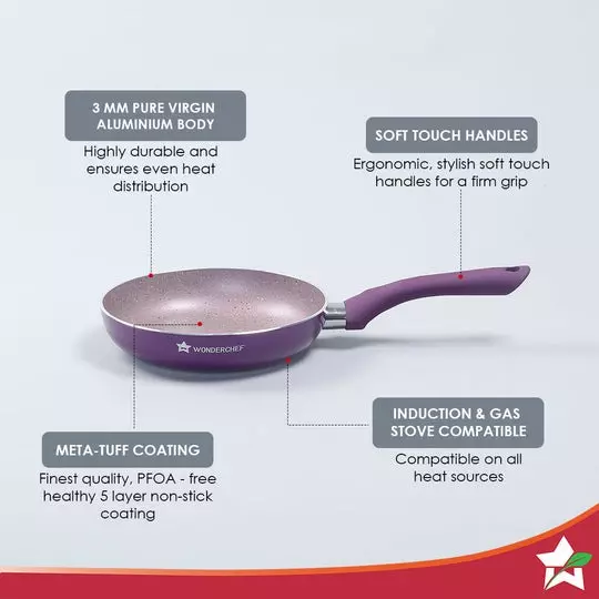 Wonderchef Royal Velvet Fry Pan 20 cm 1.2 L Virgin Aluminium Non-Stick Purple , 63152415