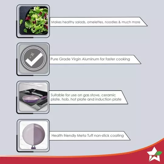 Wonderchef Royal Velvet Fry Pan 20 cm 1.2 L Virgin Aluminium Non-Stick Purple , 63152415