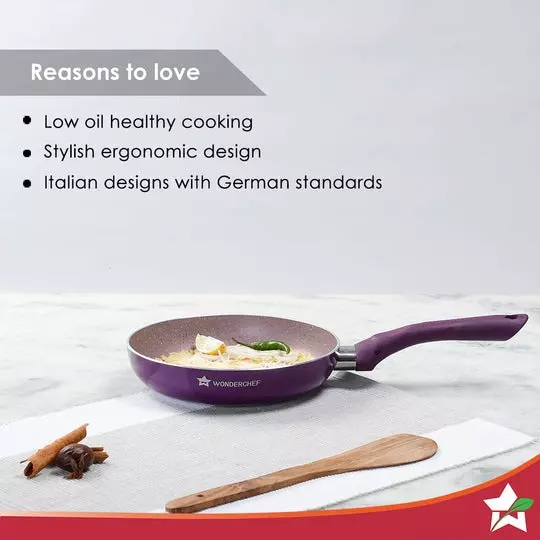 Wonderchef Royal Velvet Fry Pan 20 cm 1.2 L Virgin Aluminium Non-Stick Purple , 63152415