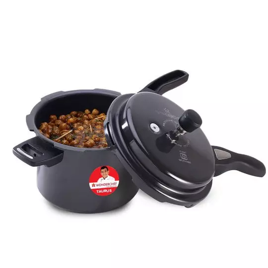 Wonderchef Taurus 5 L Pressure Cooker with Outer Lid Hard Anodized Black ISI Certified, 63154823