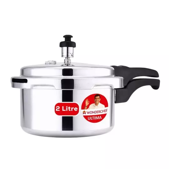 Wonderchef Ultima 2 L Pressure Cooker with Outer Lid Aluminium Silver ISI Certified, 63152605