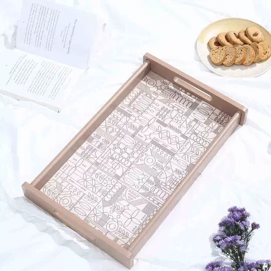 Wonderchef Casablanca Tray Geometric Pattern Engineered Wood Brown 10x16x2 cm Medium, 63154670