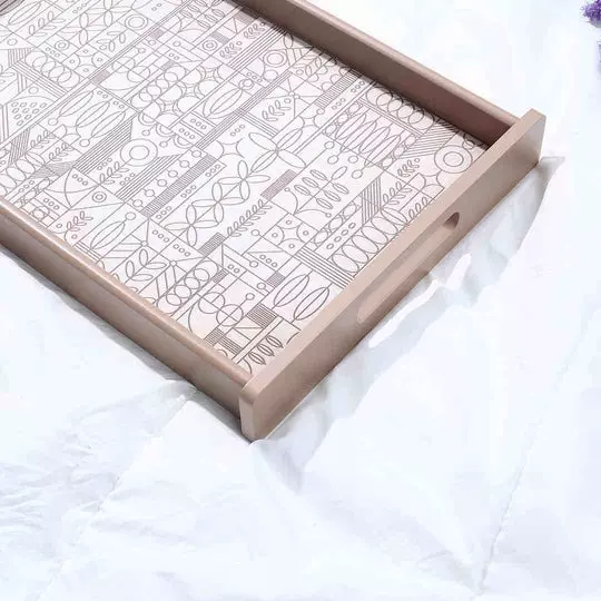 Wonderchef Casablanca Tray Geometric Pattern Engineered Wood Brown 10x16x2 cm Medium, 63154670