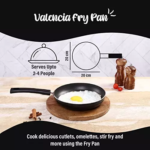 Wonderchef Valencia Dosa Tawa, Fry Pan Kadhai Non Stick Pure Grade Aluminium Black, 63154767 (3 Pcs Set)