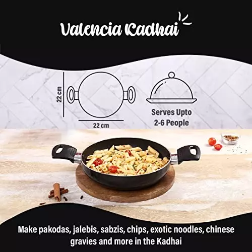 Wonderchef Valencia Dosa Tawa, Fry Pan Kadhai Non Stick Pure Grade Aluminium Black, 63154767 (3 Pcs Set)