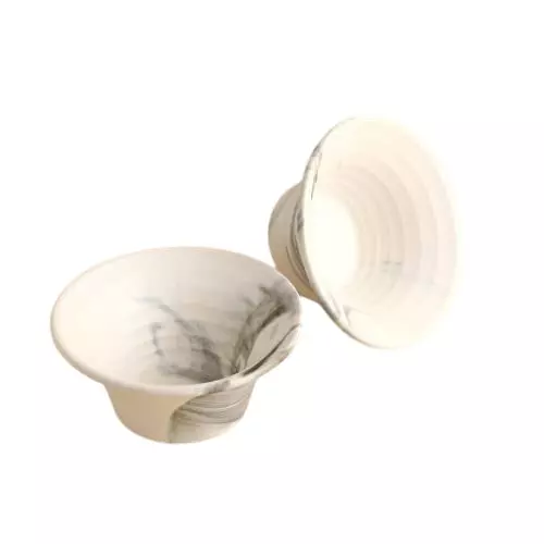 Wonderchef Teramo Japanese Bowl 210 ml Stoneware Marble White, 63153892 (2 Pcs Set)