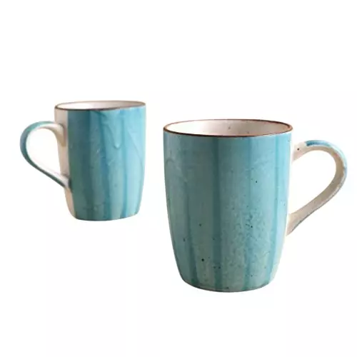 Wonderchef Teramo Coffee Mug Large Stoneware Blue, 63154072 (2 Pcs Set)