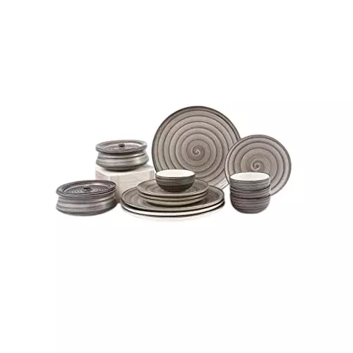 Wonderchef Teramo Dinner Set Solid Stoneware Brown, 63154651 (14 Pcs Set)