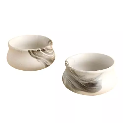 Wonderchef Teramo Vati&nbsp; 8x4 cm Stoneware Marble White, 63153899 (2 Pcs Set)