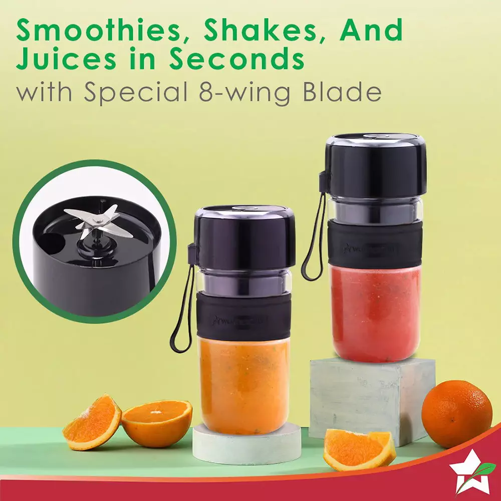 Wonderchef Nutri-Cup Zip Portable Blender ABS Plastic Body 40 W 350 ml Capacity for Juices, Shakes & Coffee