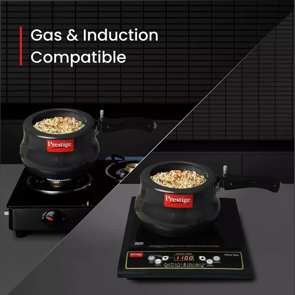 Prestige Nakshatra Plus Pressure Cooker 3 L Capacity Sturdy Handle Aluminium Black, 10760