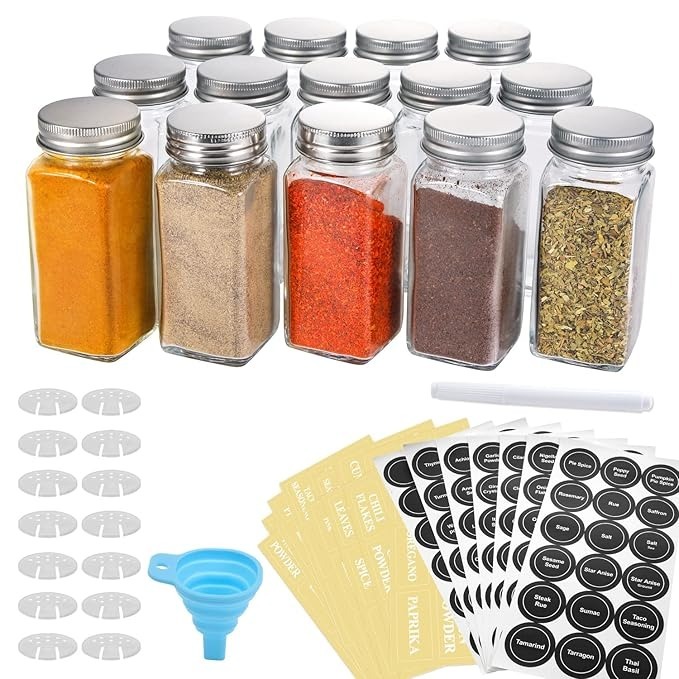 GENERIC 100 ml Empty Spice Glass Jar Transparent Square Shape for Storing Spices (Pack of 12)