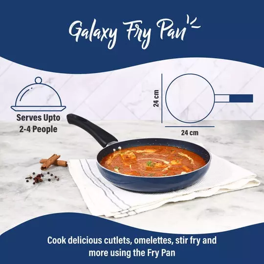 Wonderchef Galaxy Fry Pan 24 cm 1.3 L Aluminium Non-Stick Midnight Blue, 63154754