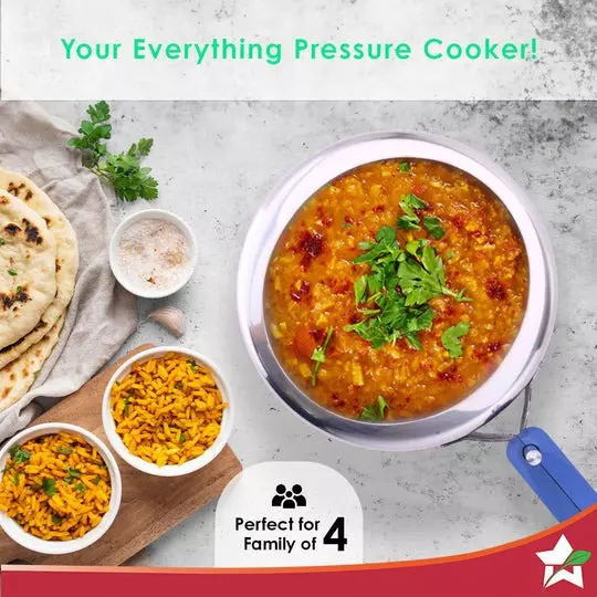 Wonderchef Nigella 3 L Pressure Cooker with Inner Lid Stainless Steel Chrome ISI Certified, 63153345