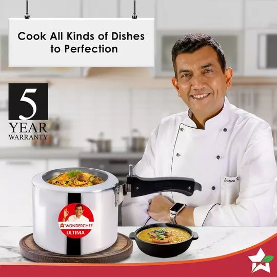 Wonderchef Ultima 5 L Pressure Cooker with Inner Lid Aluminium Silver ISI Certified, 63152604