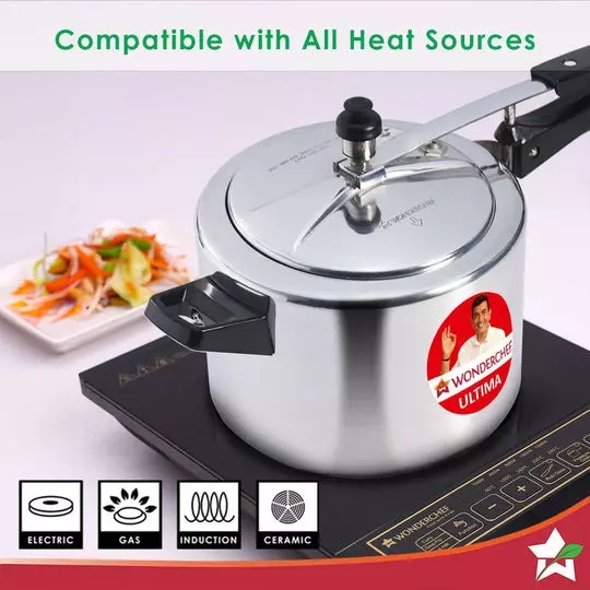 Wonderchef Ultima 5 L Pressure Cooker with Inner Lid Aluminium Silver ISI Certified, 63152604