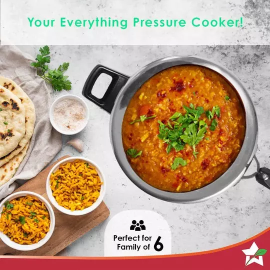 Wonderchef Ultima 5 L Pressure Cooker with Inner Lid Aluminium Silver ISI Certified, 63152604