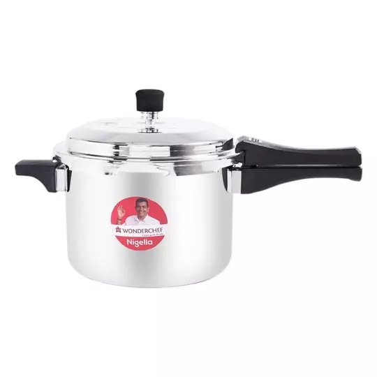 Wonderchef Nigella 5 L Pressure Cooker with Outer Lid Triply Stainless Steel Chrome ISI Certified, 63154773