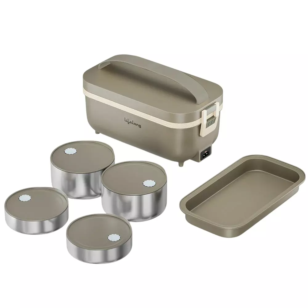 Lifelong Electric Lunch Box Set Light Green 950 ml Capacity Stainless Steel, LLELB01