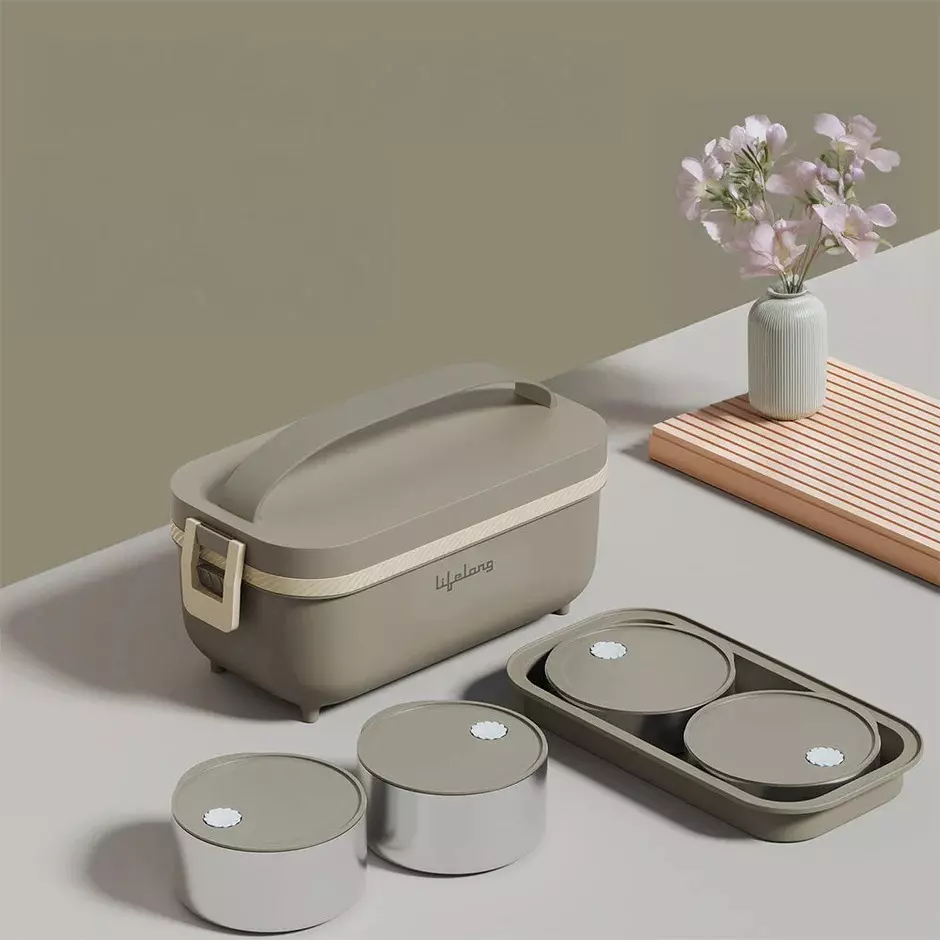 Lifelong Electric Lunch Box Set Light Green 950 ml Capacity Stainless Steel, LLELB01