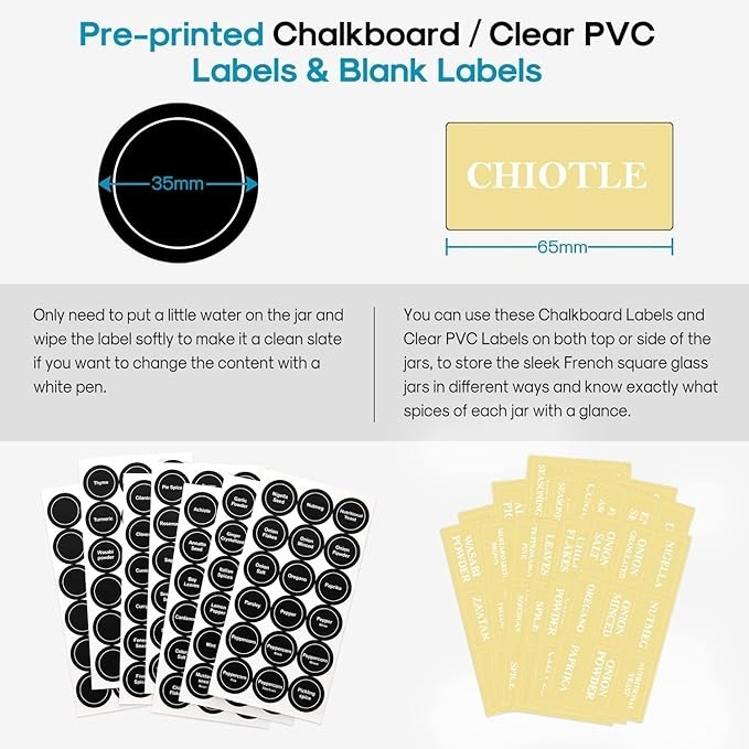 GENERIC 120 ml Empty Glass Jar With Lid Transparent Square Shape for Storing Spices (Pack of 12)