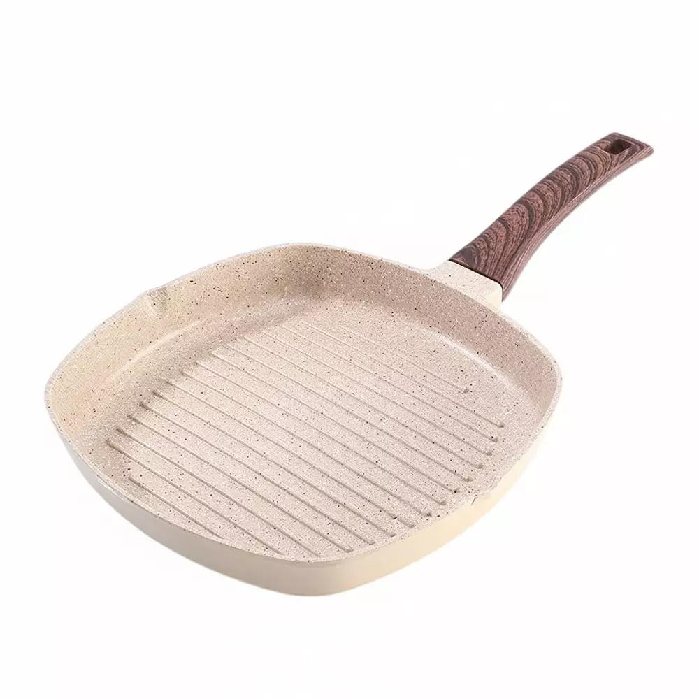 Wonderchef Duralife Grill Pan 24 cm 1.5 L Pure Grade Aluminium Non-Stick Ivory, 63154797