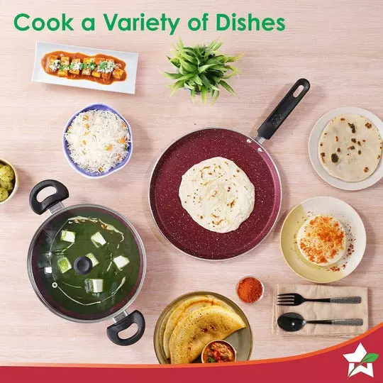 wonderchef-bandhan-dosa-tawa-kadhai-with-glass-lid-non-stick-pure-grade-aluminium-red-and-purple-63155008-3-pcs-set