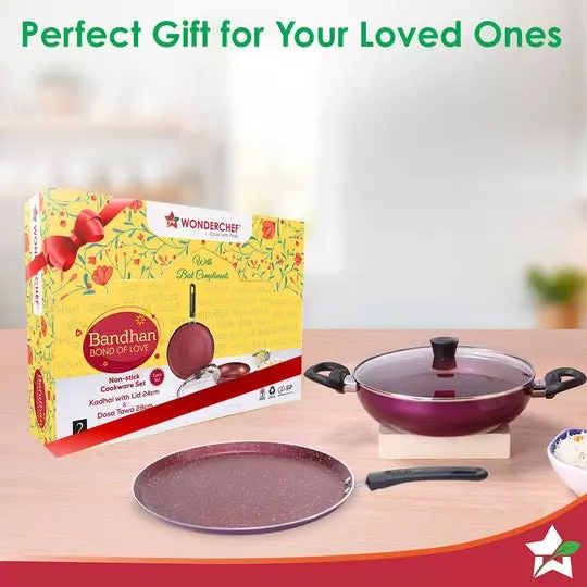 wonderchef-bandhan-dosa-tawa-kadhai-with-glass-lid-non-stick-pure-grade-aluminium-red-and-purple-63155008-3-pcs-set