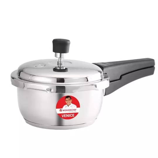 Wonderchef Venice Pressure Cooker with Outer Lid Stainless Steel Chrome ISI Certified (Capacity: 2 L - 5 L)