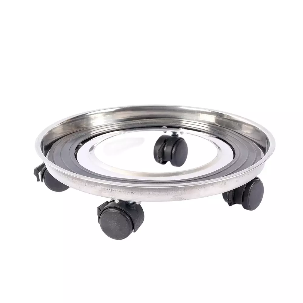 Vansh Homes Gas Cylinder Trolley Free Size Heavy-Duty Frame with 4 Fixed Wheel Stainless Steel Silver, VI-CL-06