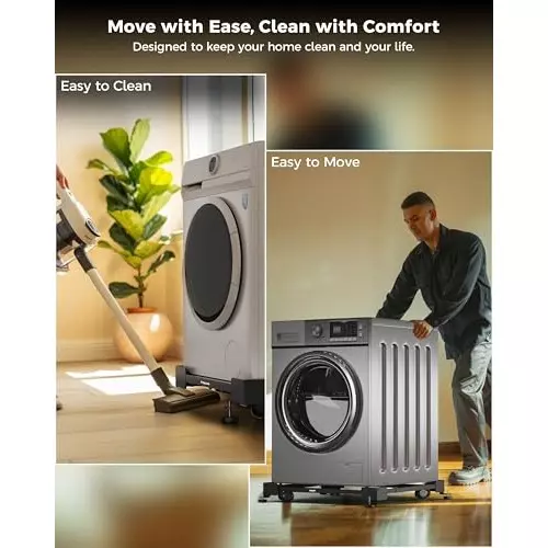 FEDUS Dishwasher Stand Trolley with Wheels 225 Kg Load Capacity Single Double Door MS Steel Frame Black