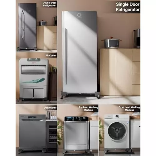 FEDUS Dishwasher Stand Trolley with Wheels 225 Kg Load Capacity Single Double Door MS Steel Frame Black