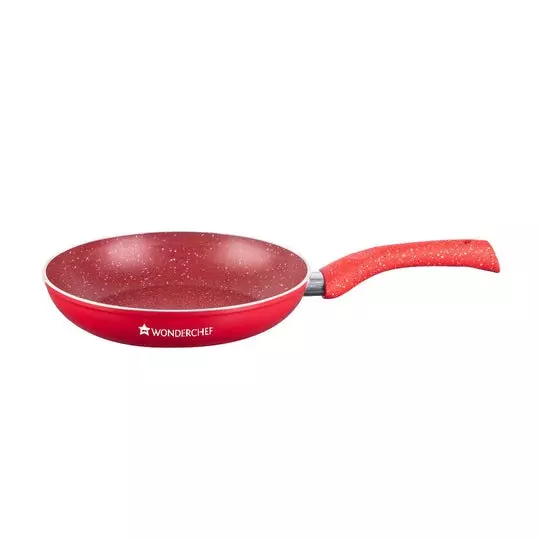 Wonderchef Granite Dosa Tawa, Fry Pan & Kadhai with Glass Lid Non-Stick Pure Grade Aluminium Red, 63153526 (4 Pcs Set)