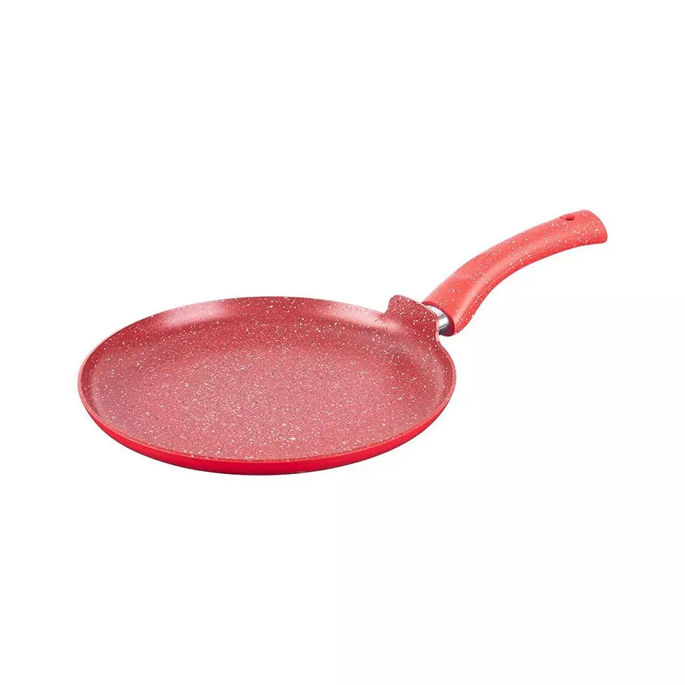 Wonderchef Granite Dosa Tawa, Fry Pan & Kadhai with Glass Lid Non-Stick Pure Grade Aluminium Red, 63153526 (4 Pcs Set)